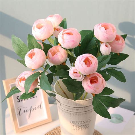 artificial flowers silk peony bushes fake flower bunches for home decoration outdoor flowers 5