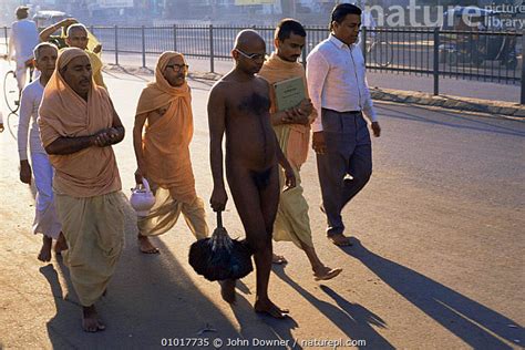 Stock Photo Of Jain Monk Walking Naked Down Streets With Followers Alongside Ahmedabad
