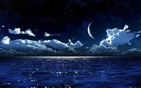 Moon Over Ocean Waves Wallpapers Wallpaper Cave