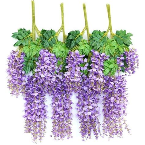 M2cbridge 12 Pcs 36 Feet Artificial Wisteria Vine Ratta Silk Flowers