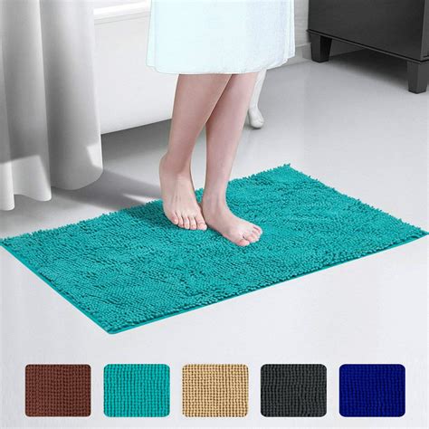 Non Slip Shaggy Microfiber Chenille Bathroom Rug Mat Extra Soft And Absorbent Machine Washable