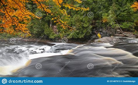 Running Water At Black River National Forest In Michigan Stock Image