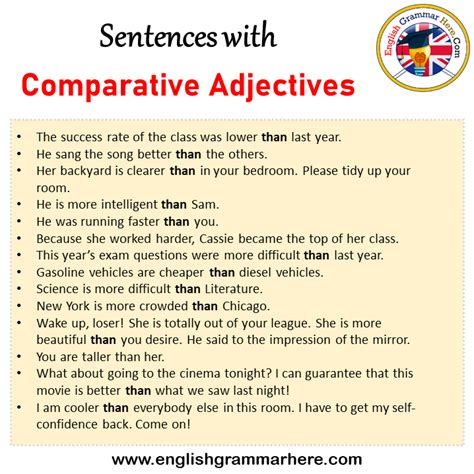 Five Sentences Using Comparative Adjectives Printable Templates Free