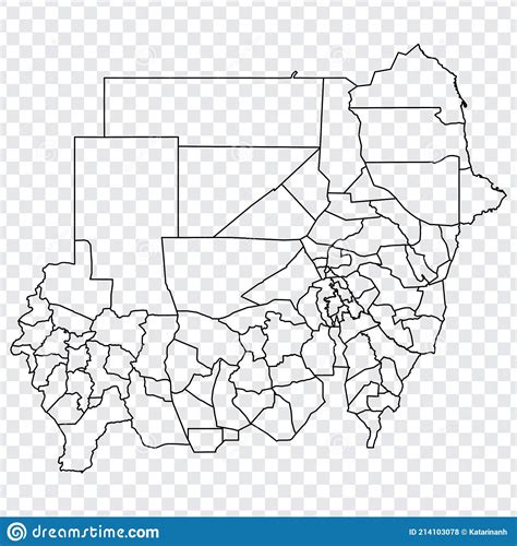 Blank Map Of Sudan Districts Of Sudan Map Stock Vector Illustration