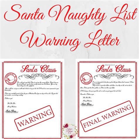 Digitalprintable Santa Naughty Letter Santa Naughty List Etsy
