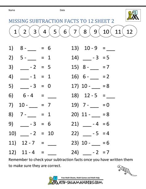 1st grade math worksheets bing source. Math Subtraction Worksheets 1st Grade