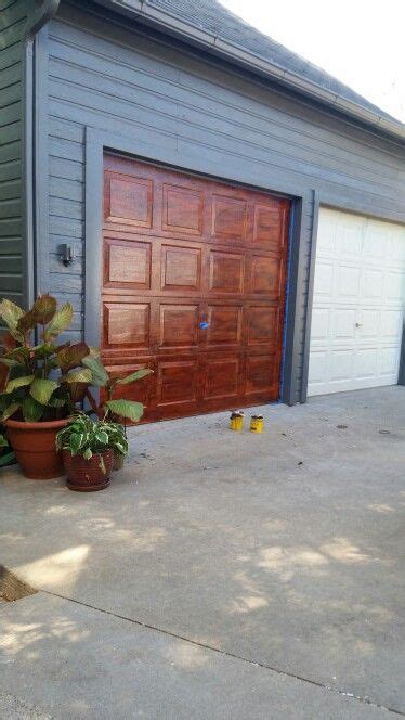 However, a single garage door at eight to nine feet wide and seven to eight feet high is a common measurement for many homes. DIY Faux wood grain painted garage doors ...was easier than we thought....first try | Garage ...