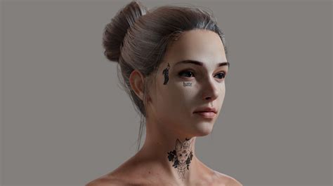 Artstation Skinny Female Base Mesh With 8k Realistic Textures Low Poly 3d Model