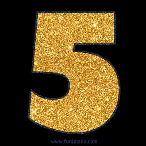 Number 5 Gold Glitter 