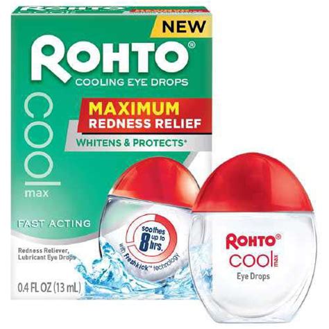 Rohto Cooling Maximum Redness Relief Eye Drops 04 Oz 3 Pack