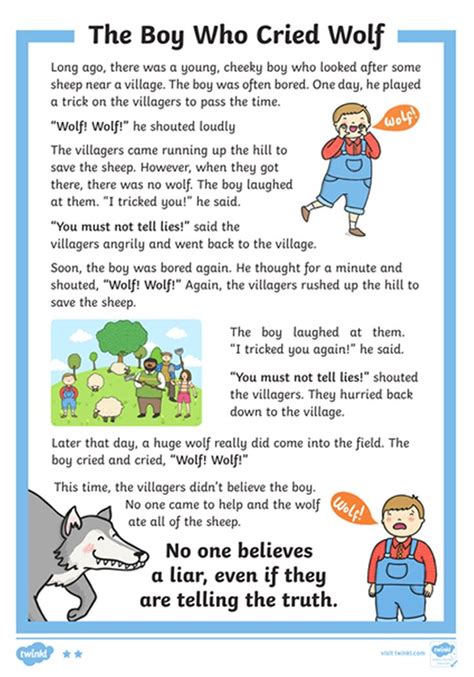 Ks1 The Boy Who Cried Wolf Differentiated Reading Comprehension