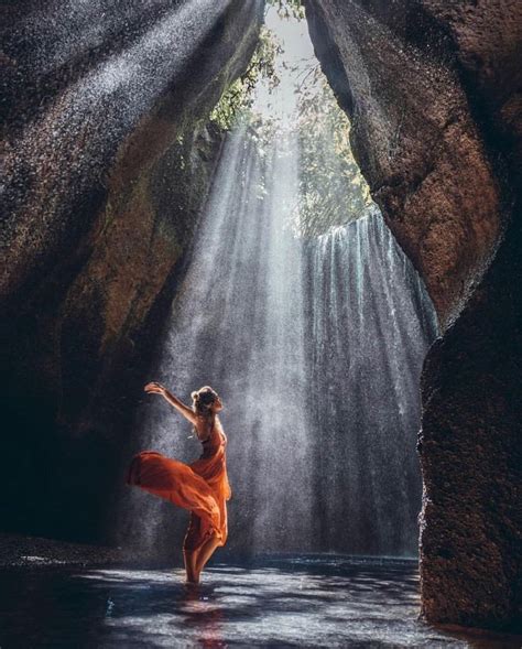 Tukad Cepung Waterfall Is A Beautiful Paradise In Bali Indonesia