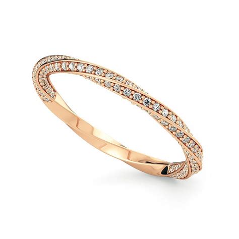 Lily Three Quarters Eternity Bead Set Wedding Ring In 18k Rose Gold