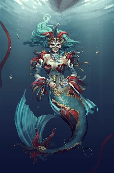 Commission Illustration Venetian Siren By Whitney Lanier Mermaid