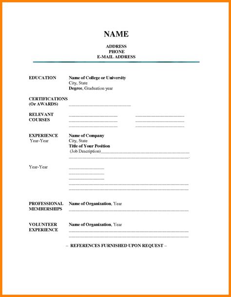 Resume Template Fill In Free Colonarsd7 Within Free Blank Resume Templates For Microsoft Word
