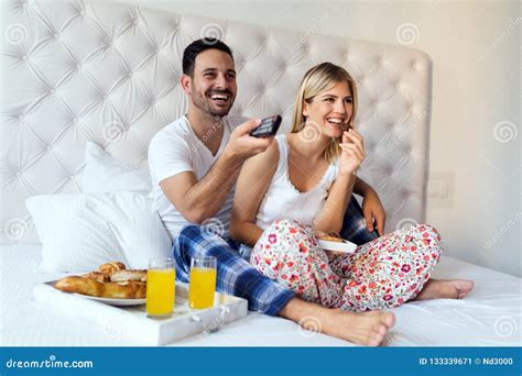 Young Couple Having Having Romantic Times In Bedroom Stock Image Image Of Anniversary