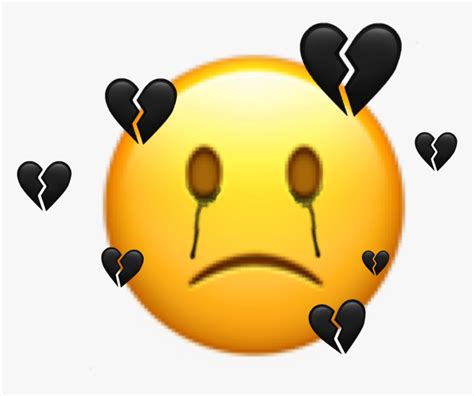 Freetoedit Sticker Emoji Sad Broken Black Mood Heart Broken