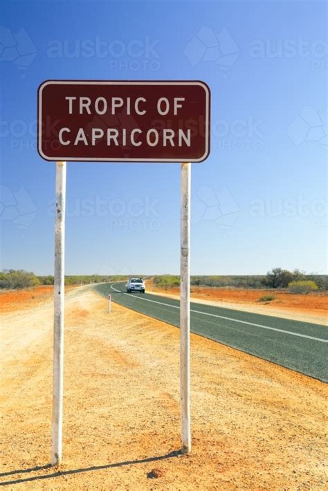 Search and share any place. Image of Highway sign marking the Tropic of Capricorn in WA. - Austockphoto