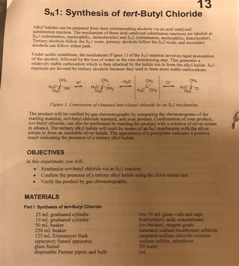 13 Sn1 Synthesis Of Tert Butyl Chloride Alkyl Halide Solvedlib