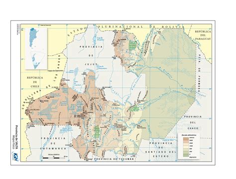 Mapa Físico De Salta Instituto Geográfico Nacional De La República