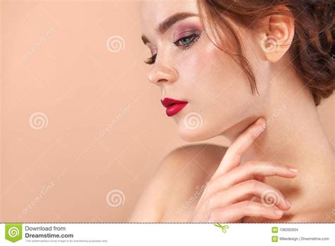 Closeup Portrait Of Beautiful Young Woman With Clean And Fresh Skin