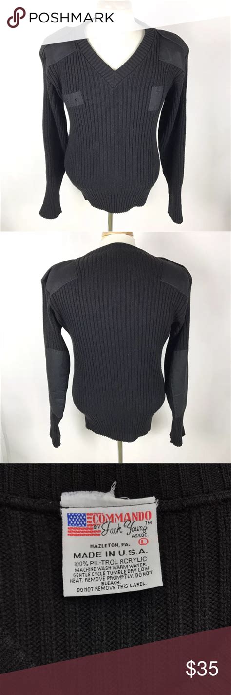 Commando By Jack Young V Neck Military Sweater Black V Neck Sweater