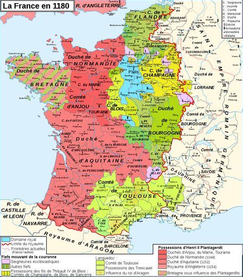 Carte De France En 1180 Durant Le Règne De Philippe Ii Carte De