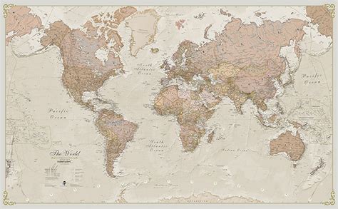 Maps International Giant World Map Classic Large World Map Poster Laminated H X W