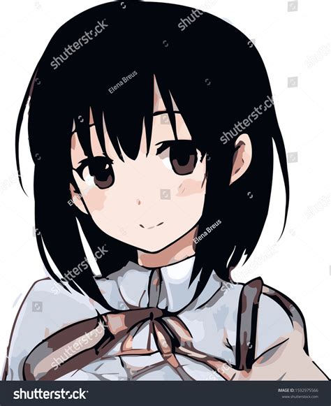 Cute Anime Schoolgirl Bob Haircut School Stock Vektorgrafik