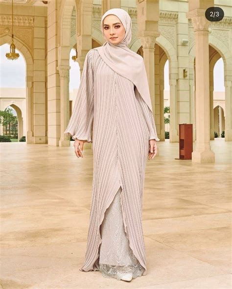 Qiszar Pleated Abaya Nude Brown Women S Fashion Muslimah Fashion