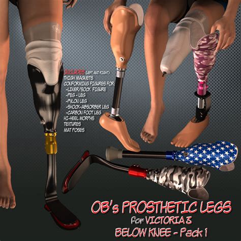 Obs Prosthetic Legs For V3 Pack 1 Below Knee 3d Figure
