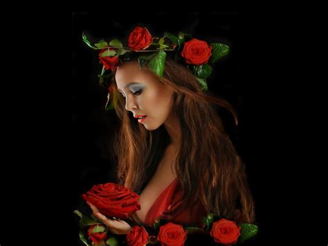 Wallpapers Beauty Woman Roses Wallpaper Cave