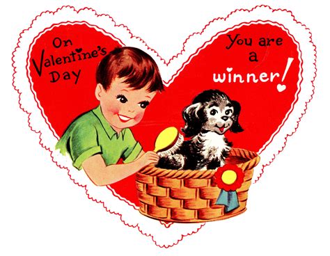 See more ideas about valentine, valentine heart, valentines art. Retro Valentines Graphic - Cute Boy with Pup - The ...