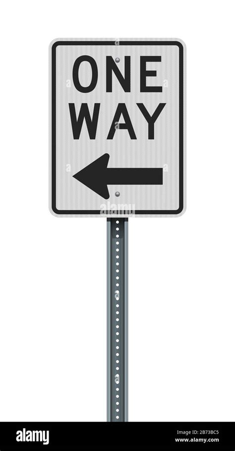 Vector Illustration Of The One Way Vertical Left Arrow Road Sign On