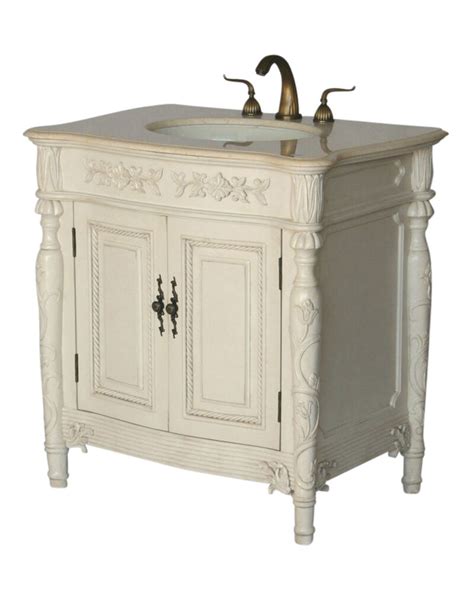 An antique looking rustic vanity that embodies the distressed look with black antique knobs. 32-Inch Antique Style Single Sink Bathroom Vanity Model ...