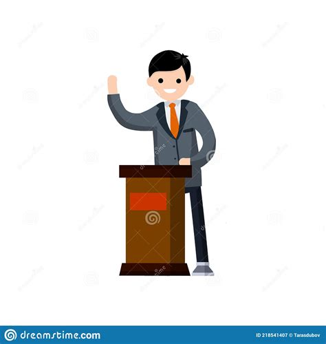Man In The Suit Stay Behind Podium Presidential Election Stock Vector