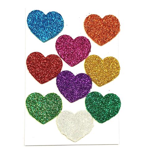 Buy Heart Shaped Glitter Sticker For Craft Self Adhesive Multi Color