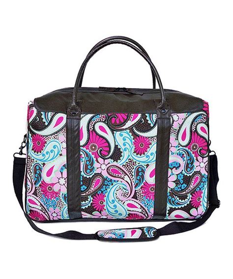 Pinkbrown Paisley Weekender Duffle Bag Tote Bag Pleather Paisley