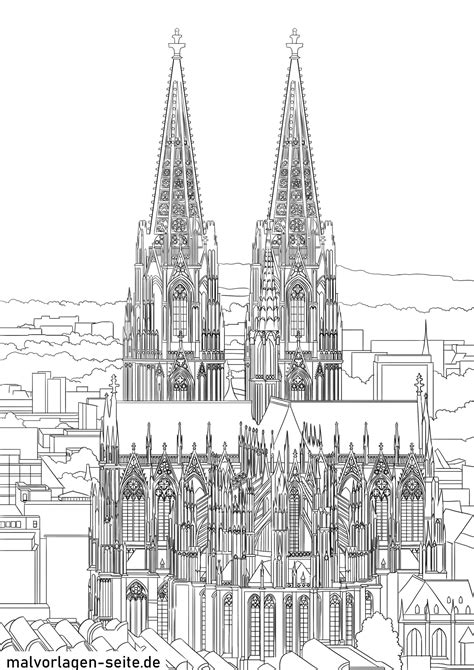 Domradio köln hat über eine livestream auf der internetseite verschiedenste gebetszeiten im. Ausmalbild Kölner Dom kostenlos herunterladen und ausmalen