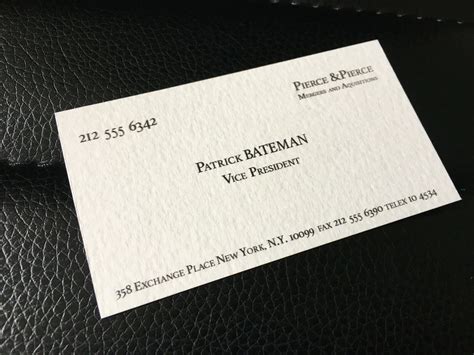American Psycho Patrick Bateman Business Card Carte De Visite