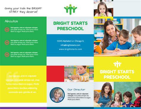 Bright Start Preschool Tri Fold Brochure Template