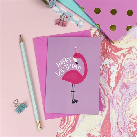 Birthday Flamingo Card Etsy Etsy Birthday Cards Stationery Cards Birthday Cards For Her