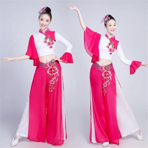 Women S Chinese Folk Dance Costumes Fuchsia For Female Yangko Ancient Traditional Competition