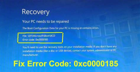 How To Fix Boot Configuration Data Error Code 0xc0000185 Windows 10