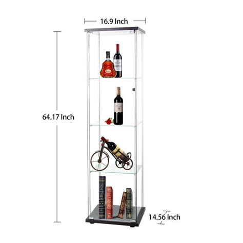 64 5 H 4 Tier Glass Display Cabinet 5mm Tempered Glass Curio Cabinet Collection Display Case