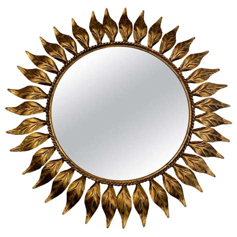 Vintage Gold Gilt Metal Sunburst Mirror For Sale At 1stdibs
