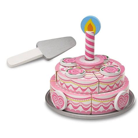 Melissa And Doug Triple Layer Party Cake Wooden Play Food