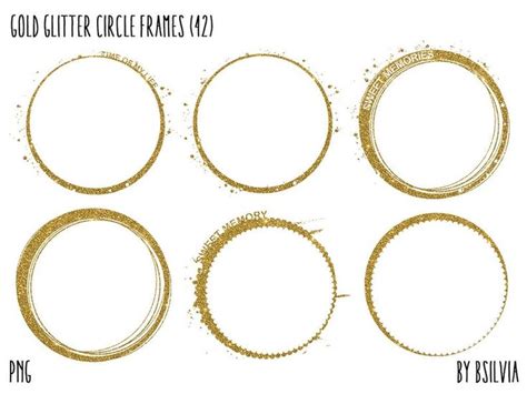 Gold Glitter Circle Frames Clipart Gold Glitter Design Etsy Gold