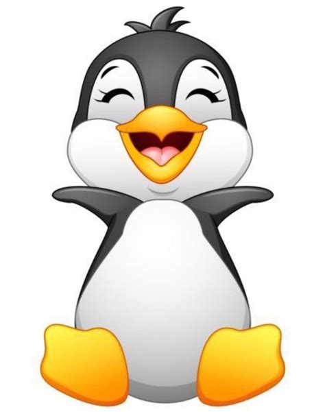 A Cartoon Penguin Sitting Down With Its Eyes Closed And Tongue Out