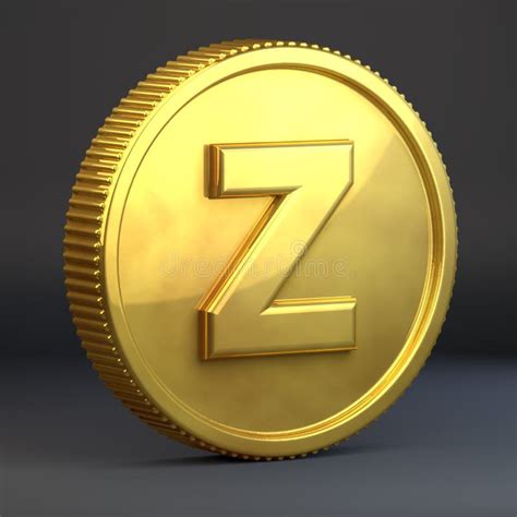 Golden Coin With Letter Z Uppercase Isolated On Black Background Stock